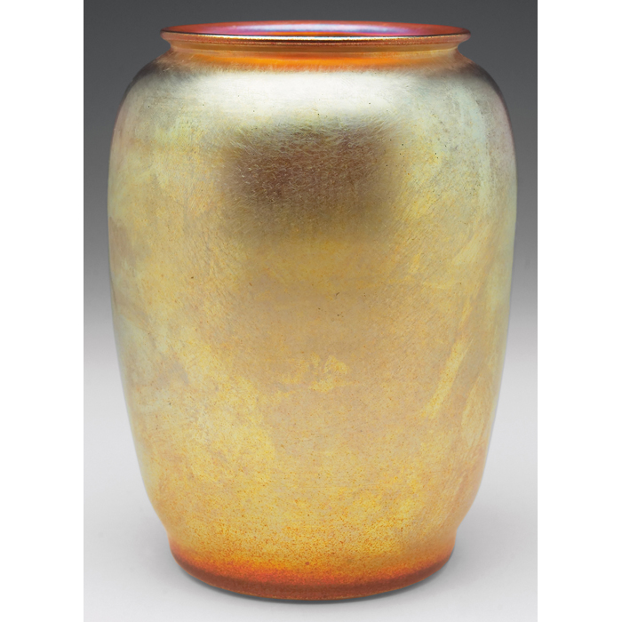 Appraisal: Durand vase gold glass with colorful iridescence marked - w