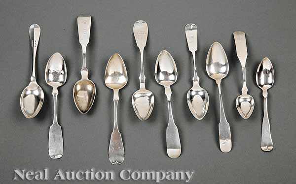 Appraisal: A Large Group of American Coin Silver Tablespoons various makers