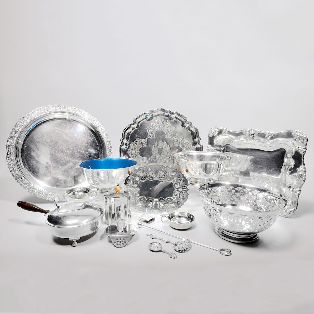 Appraisal: Group of Silver Plate Serving and Flatware Articles Comprising A