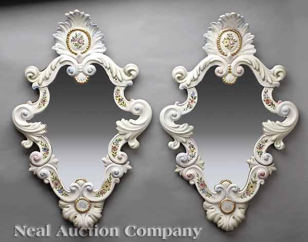 Appraisal: A Pair of Vintage Porcelain Mirrors in the Rococo style