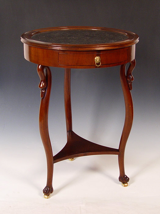 Appraisal: REGENCY MARBLE TOP MAHOGANY SWAN NECK TABLE Circular table with