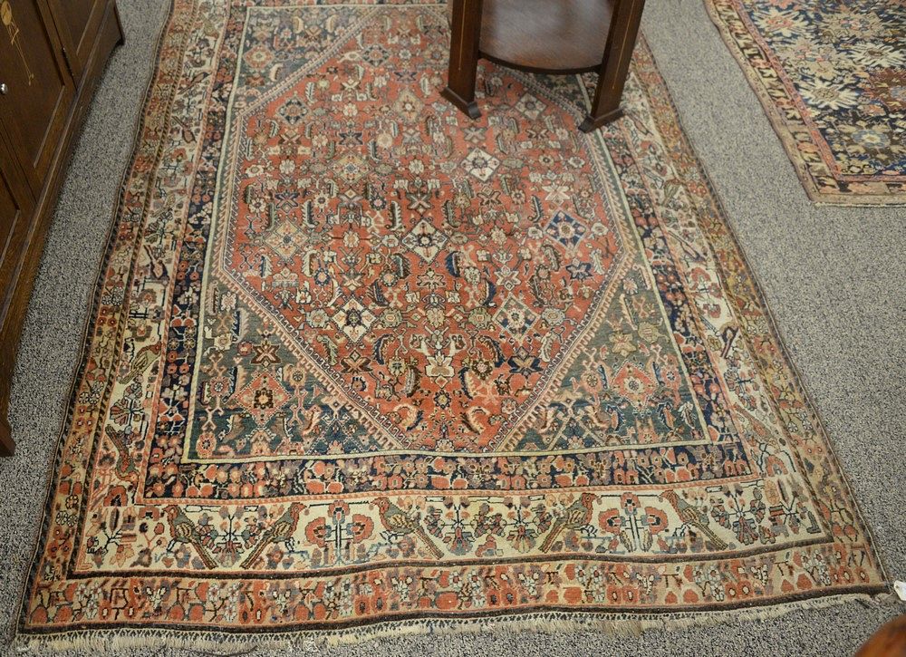 Appraisal: Oriental Throw Rug having birds in border ' x '