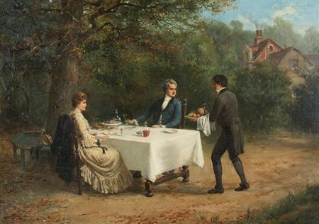 Appraisal: Alexander Rosell British - Lunching in the Garden Estimate -