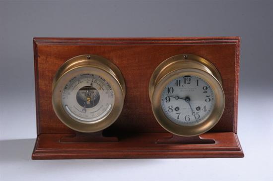 Appraisal: SHIP'S BRASS-CASED BELL AND BAROMETER SET Circa s Chelsea Clock