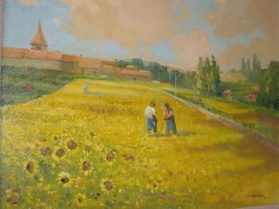 Appraisal: GORDON BARLOW A Normandy Farmstead signed inscribed verso x gilt