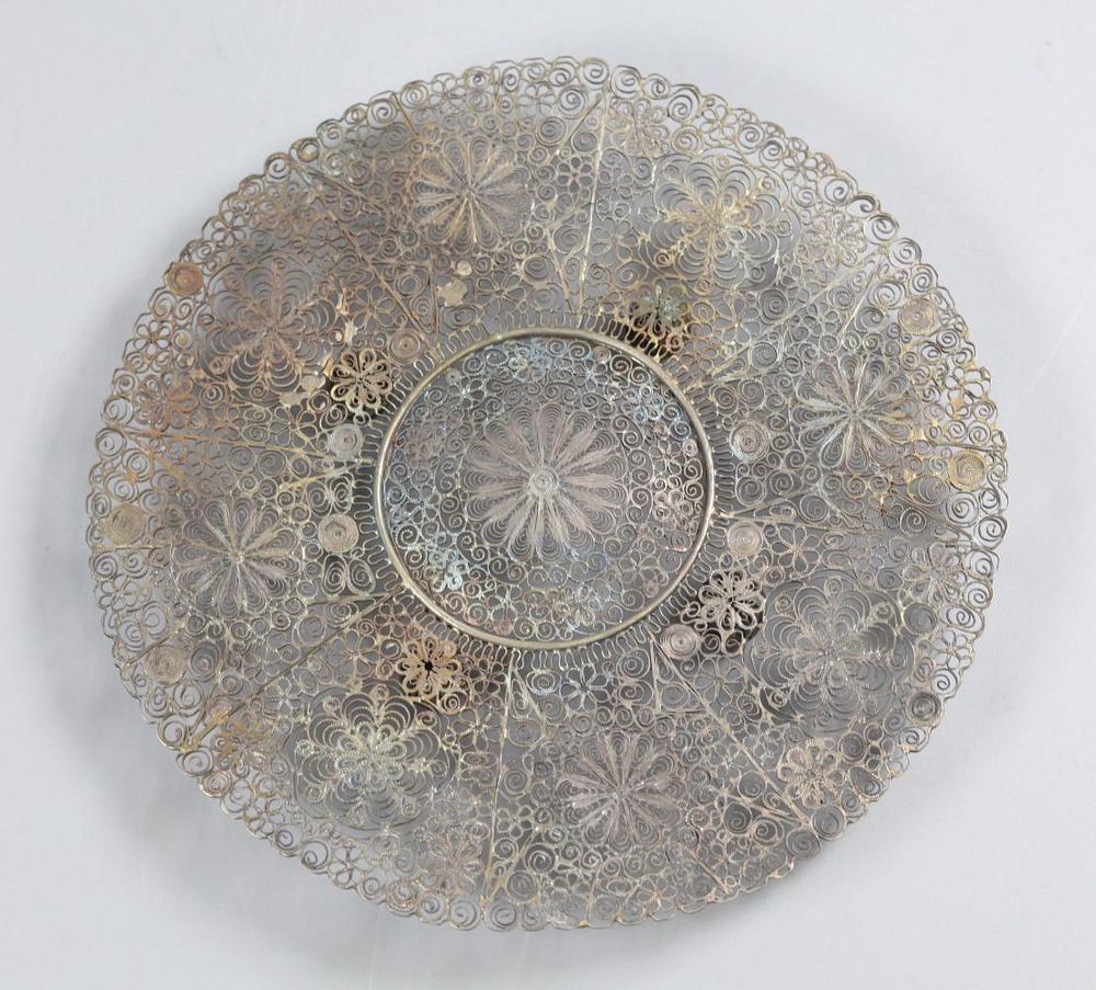 Appraisal: Chinese silver tray possibly th c tray on four spherical