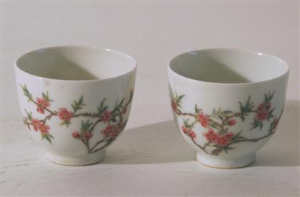 Appraisal: Pair of Chinese famille rose porcelain cupsfour character mark th