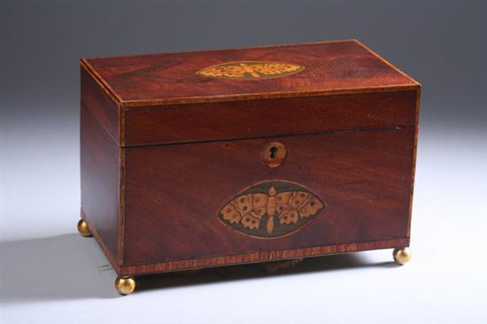 Appraisal: GEORGE III MAHOGANY TEA CADDY late th - early th