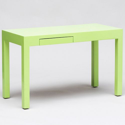 Appraisal: MODERN GREEN LACQUER PARSON'S STYLE DESKFitted with two opposing drawers