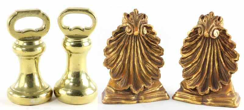 Appraisal: Two Pairs of Decorative Bookendsthe first pair are brass bell