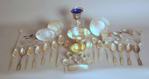 Appraisal: Group of sterling and coin silver tablewares approx ozt