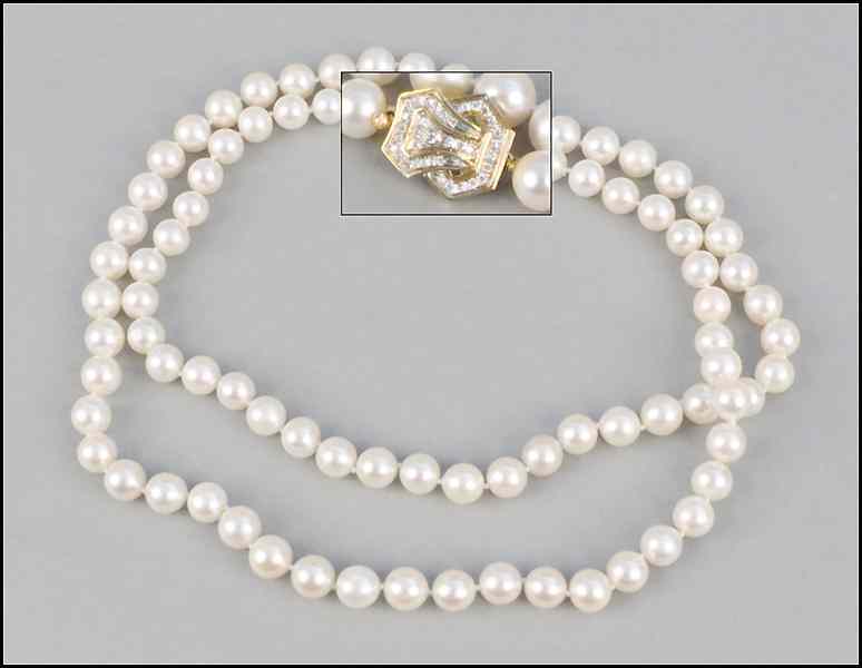 Appraisal: CULTURED PEARL NECKLACE Pearls are mm - mm With a