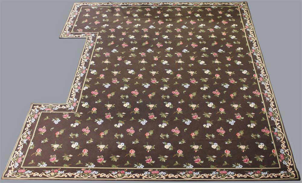 Appraisal: LARGE CUSTOM COMMERCIAL FLORAL SPRAYS ON A CHOCOLATE BROWN GROUND