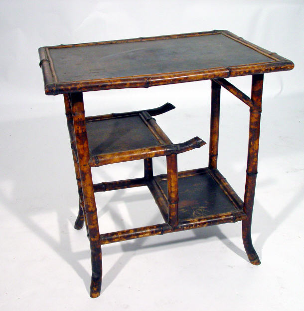 Appraisal: Aestetic bamboo hall table the top with Japanned bird and