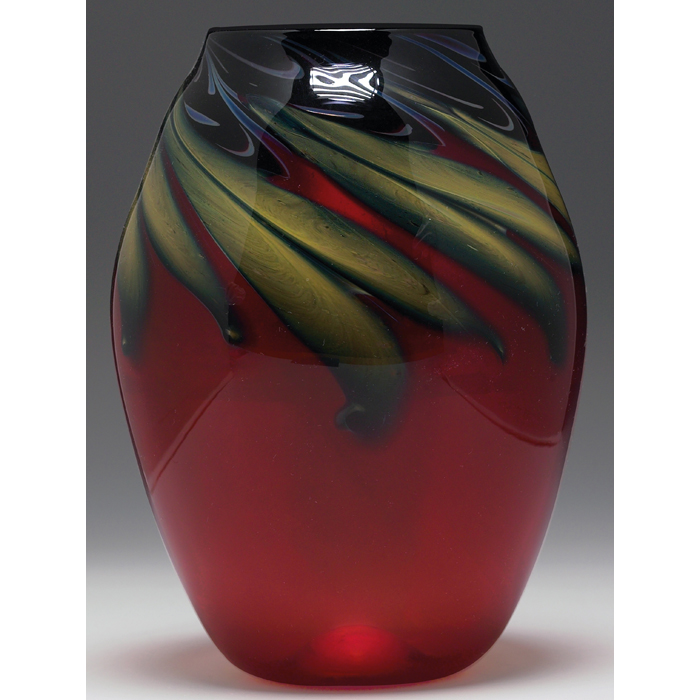 Appraisal: Charles Lotton vase large shape in transparent red glass with