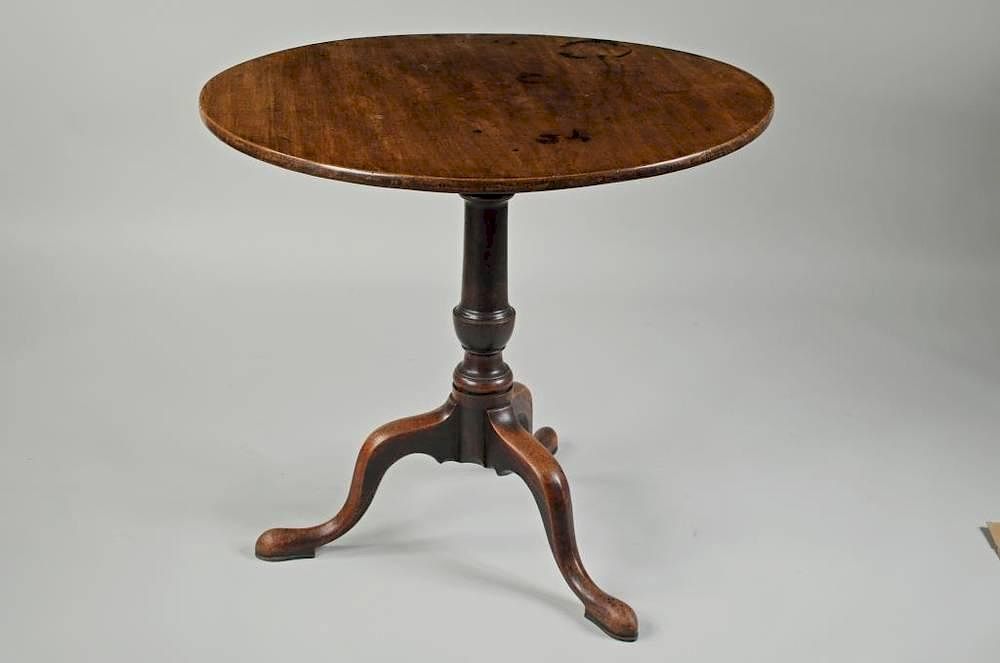 Appraisal: Queen Anne Mahogany Tilt Top Table Queen Anne mahogany tilt