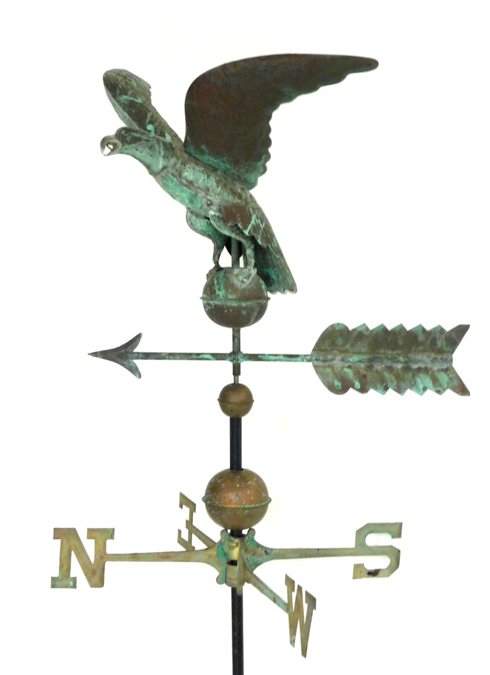 Appraisal: Eagle weathervane th C copper and brass full bodied eagle