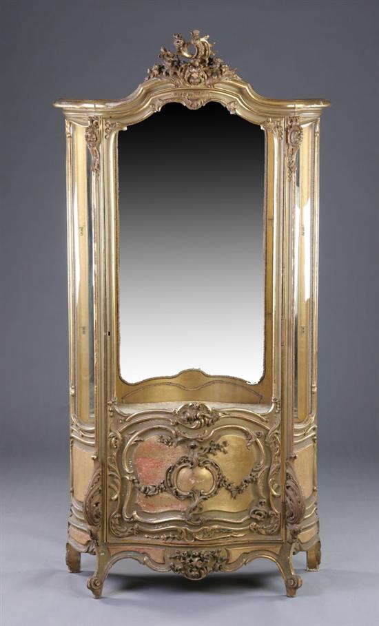 Appraisal: LOUIS XV STYLE VITRINE late th century carved gilt-wood Well