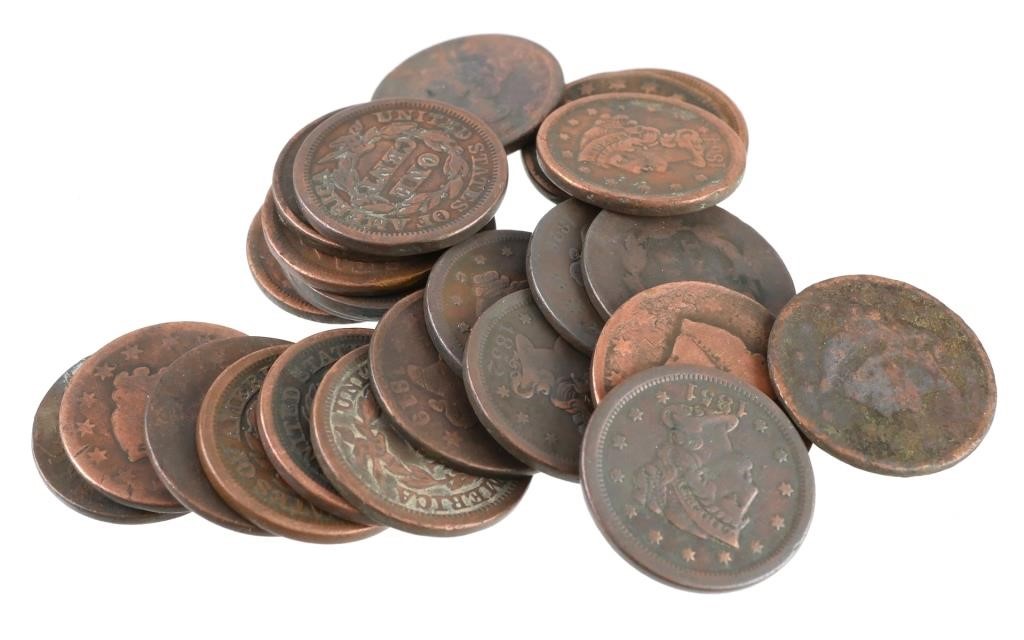 Appraisal: Assorted US large cents from estate collection Conditions vary