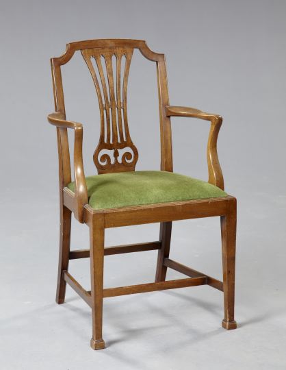 Appraisal: George III-Style Mahogany Armchair mid- th century the canted rectangular