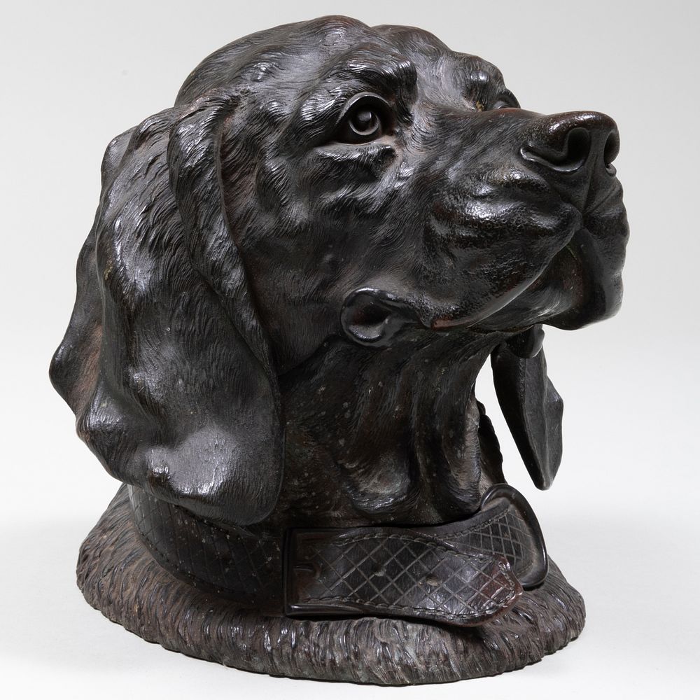 Appraisal: Bronze Dog Form Inkstand Inscribed 'Lamb' with a fitted interior