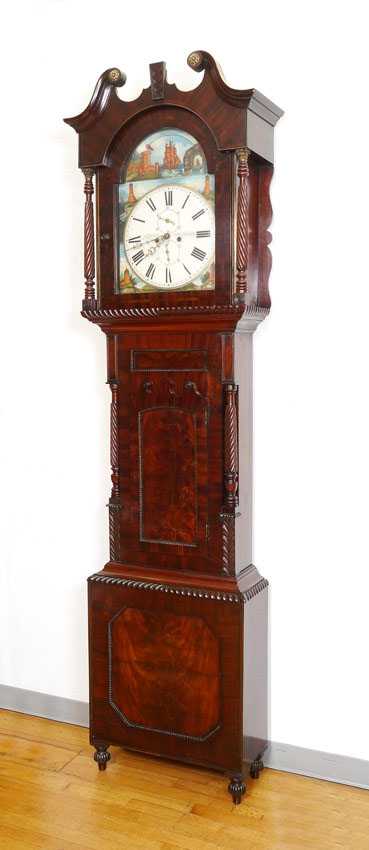 Appraisal: W H AYRES ENGLISH ROCKING SHIP LONG CASE CLOCK Early