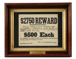 Appraisal: Original Wells Fargo Reward Poster Framed Annie Oakley Color Photograph