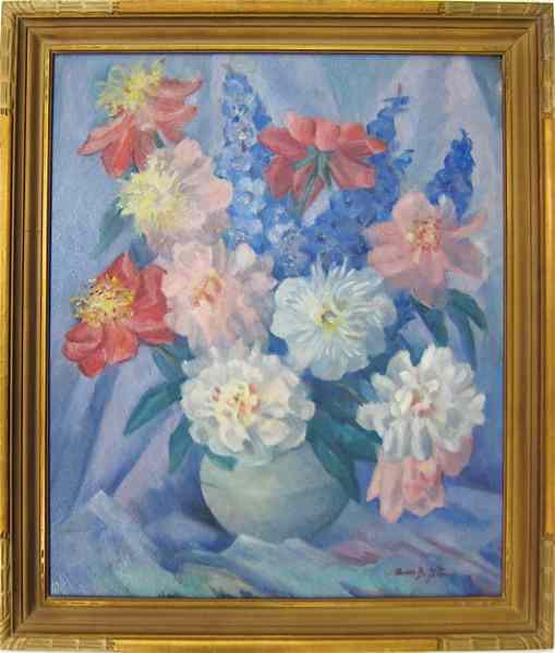 Appraisal: ANNA BELLE STONE OIL ON BOARD Seattle Washington - Floral