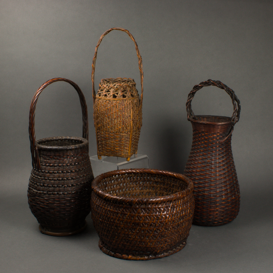 Appraisal: LOT OF JAPANESE WOVEN BAMBOO IKEBANA BASKETS lot of Japanese