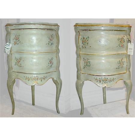 Appraisal: Pair of Italian Rococo Style Painted Corner Cabinets Estimate -