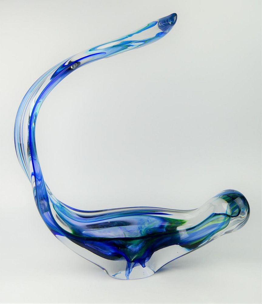 Appraisal: SIGNED CONTEMPORARY ABSTRACT ART GLASS SCULPTURE Contemporary signed hand blown