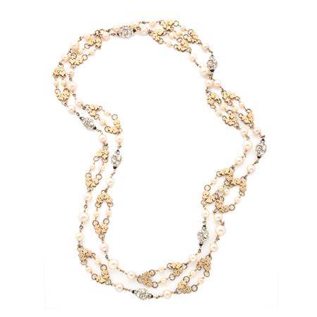 Appraisal: French Faux Pearl and Chain Sautoir Estimate -