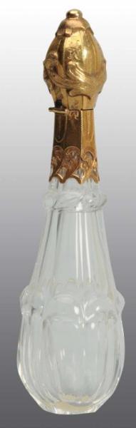 Appraisal: Cut Glass Perfume Bottle with Gold Lid Description Includes original