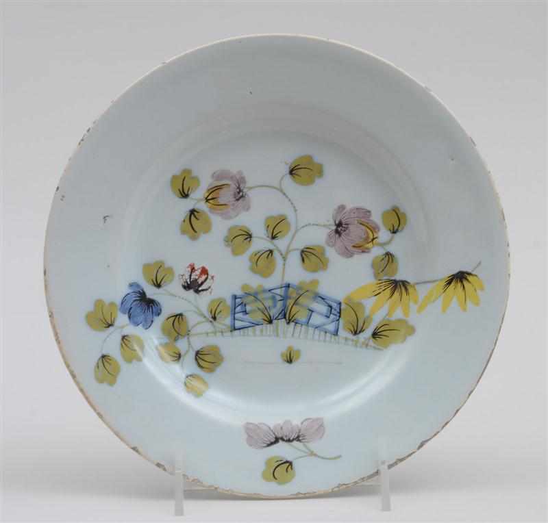 Appraisal: LIVERPOOL DELFT ''FAZACKERLY'' PLATE Circa - painted with flowers amidst