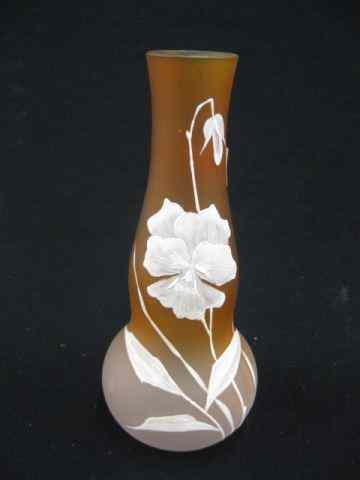 Appraisal: Enameled Art Glass Vase white floral on satin cranberry to