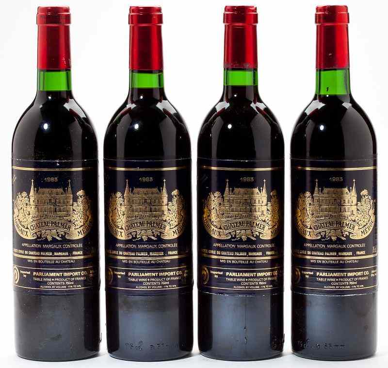 Appraisal: Chateau PalmerMargaux bottles into neck bn''Medium saturated color Intense rich