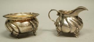 Appraisal: Silver Sugar Creamer Footed design with sw Silver Sugar Creamer