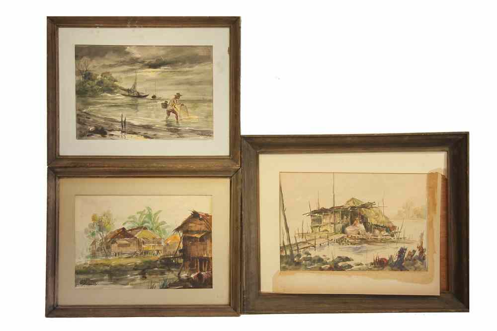 Appraisal: WATERCOLORS - incl Oscar T Navarro ' signed dated ll