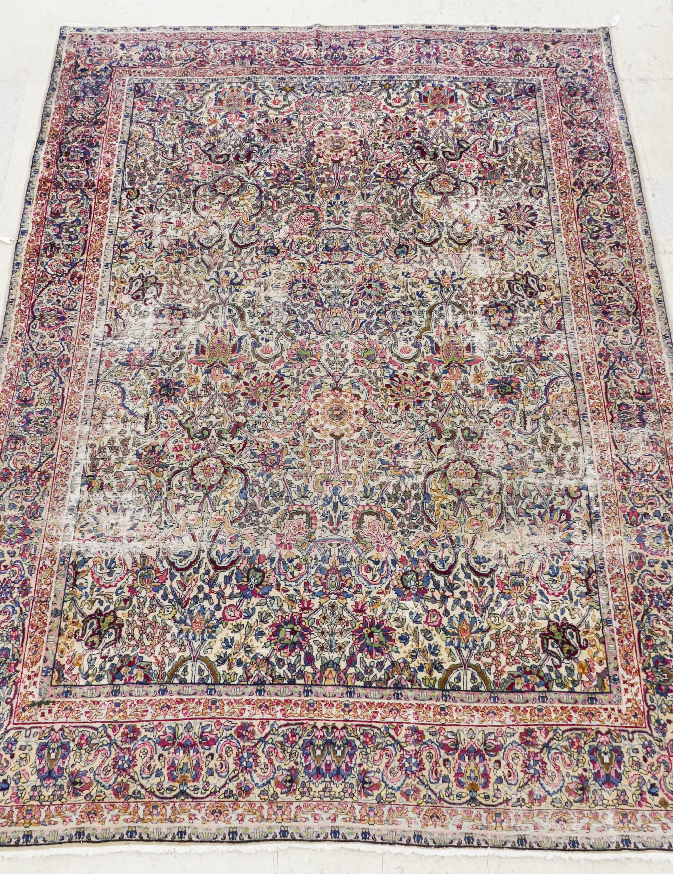 Appraisal: Antique Persian Kirman Oriental Rug 'x ' '' Ivory field