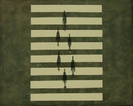 Appraisal: Leon Roubos born Six Pedestrians Crossing oil on linen signed