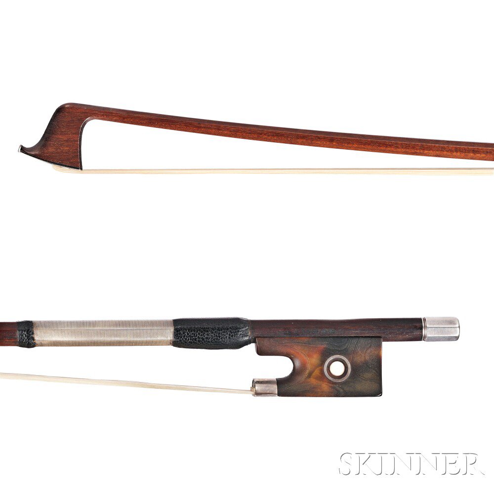 Appraisal: Silver-mounted Violin Bow the octagonal stick with tortoiseshell frog stamped