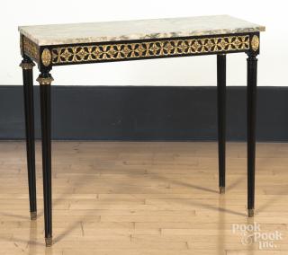 Appraisal: Marble top pier table with ebonized frame th c h