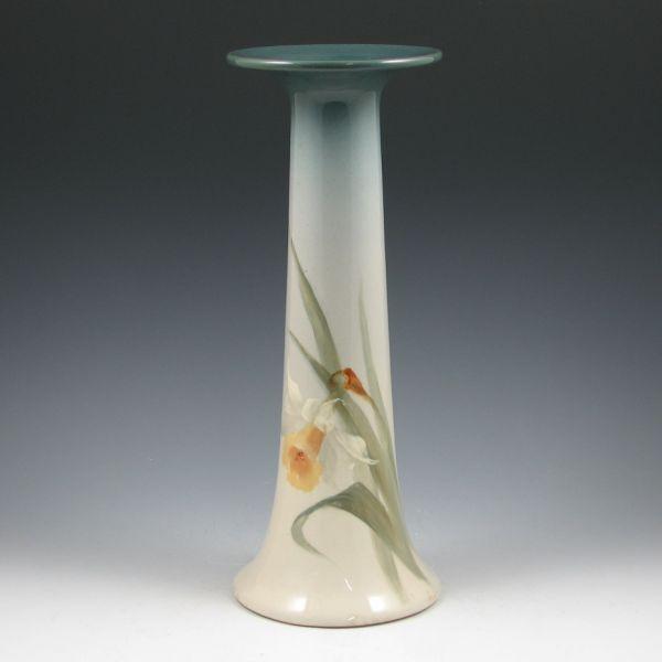 Appraisal: Weller Eocean vase with hand-painted daffodil decoration Elegant form with