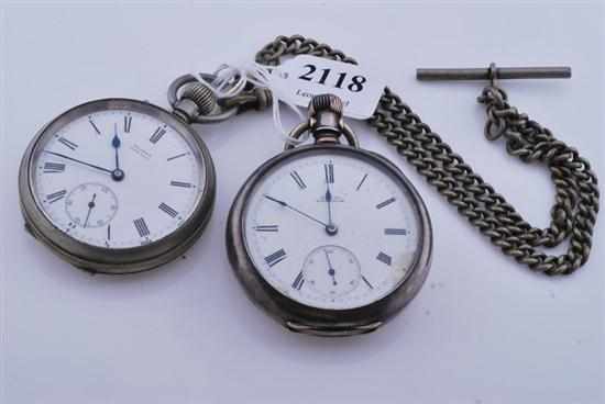 Appraisal: TWO OPEN FACE POCKET WATCHES ONE STERLING SILVER