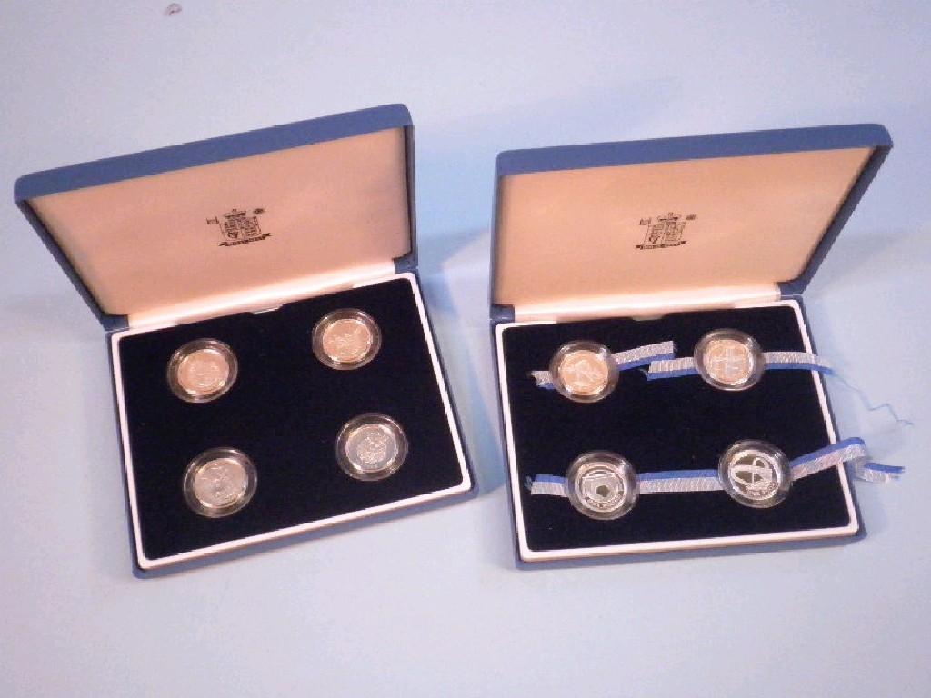 Appraisal: United Kingdom silver proof pattern set cased and silver proof