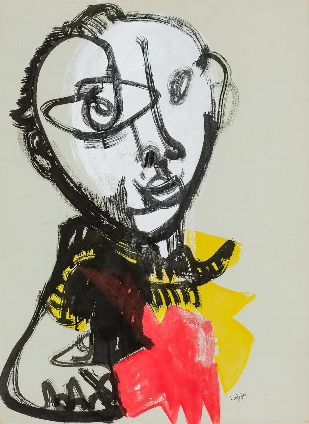 Appraisal: BERNARD LORJOU French - Monsieur Blat acrylic on paper mounted