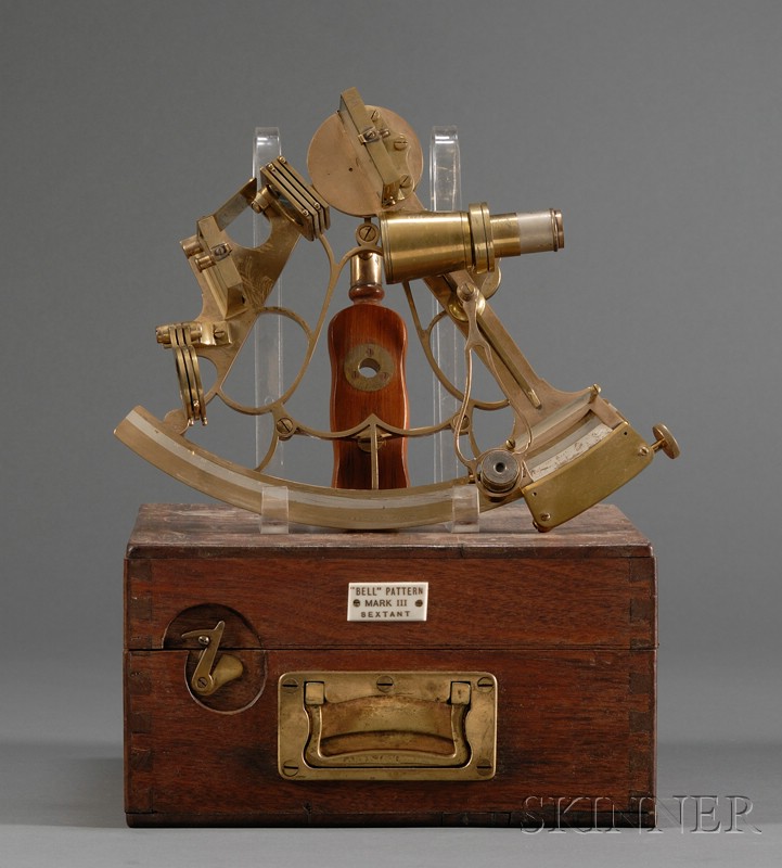 Appraisal: Brass -inch Radius Bell Pattern Mark III Sextant by Heath