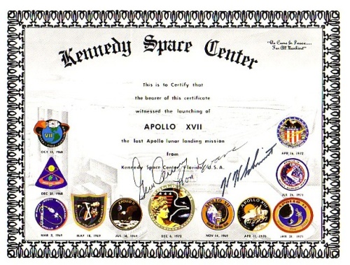 Appraisal: Apollo Launch Certificate A certificate featuring all the Apollo manned