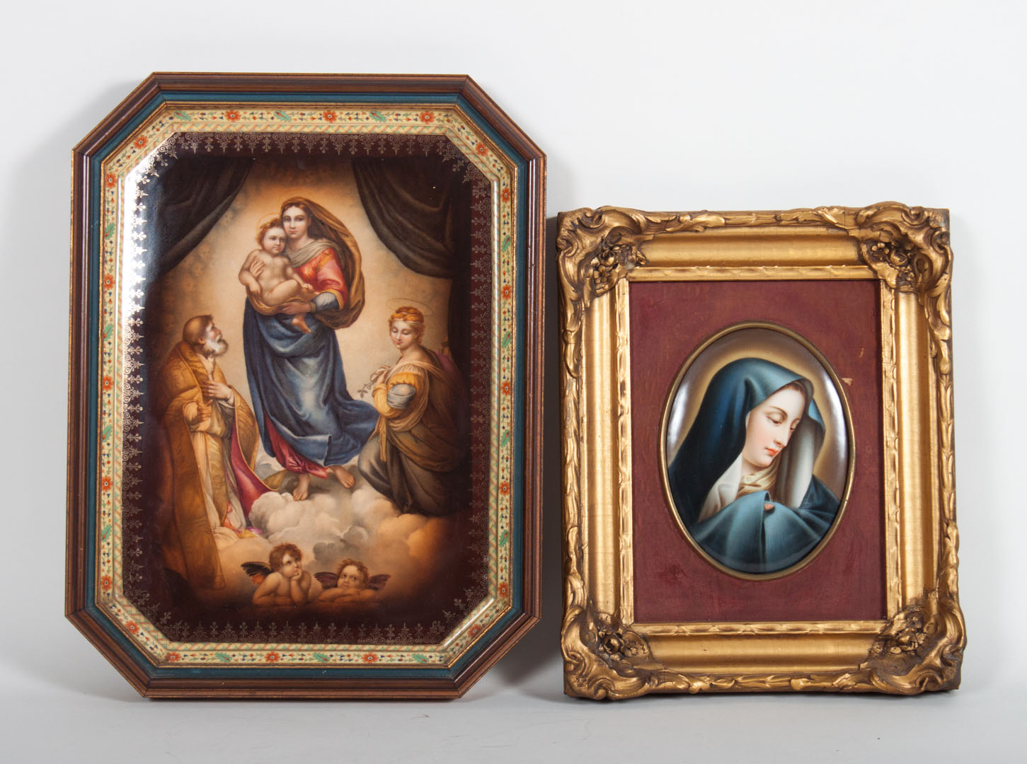 Appraisal: Continental porcelain religious plaques Sistine Madonna after Raphael pseudo Vienna