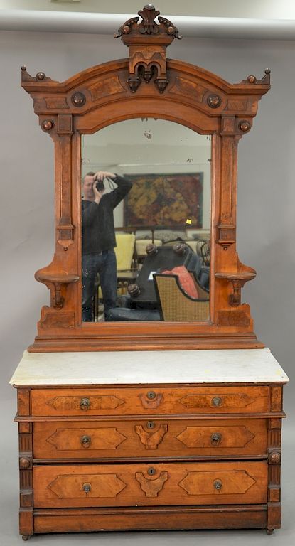 Appraisal: Victorian marble top chest and mirror ht in wd in